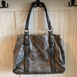 Grey/silver Coach purse